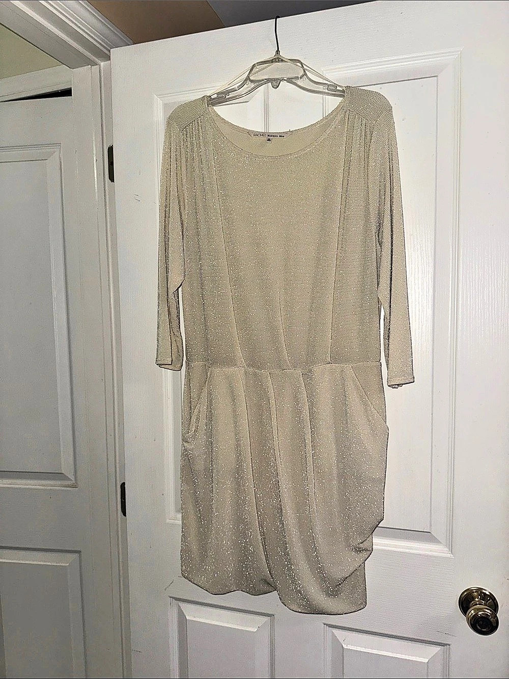 Rachel Roy Sparkle Mini Dress in Beige Size Medium Like New
